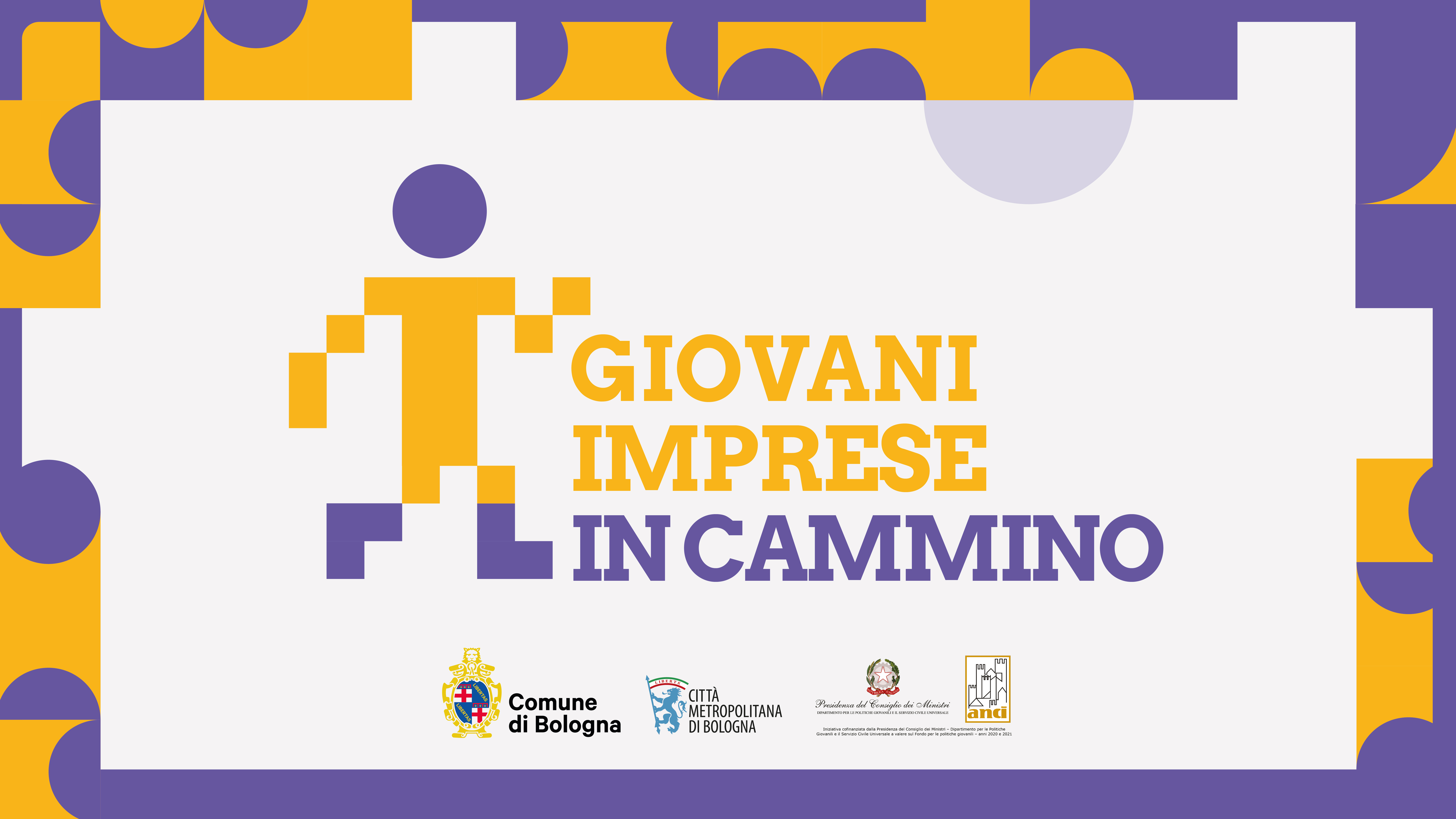 locandina  "giovani imprese in cammino" e con i loghi dei partner di progetto