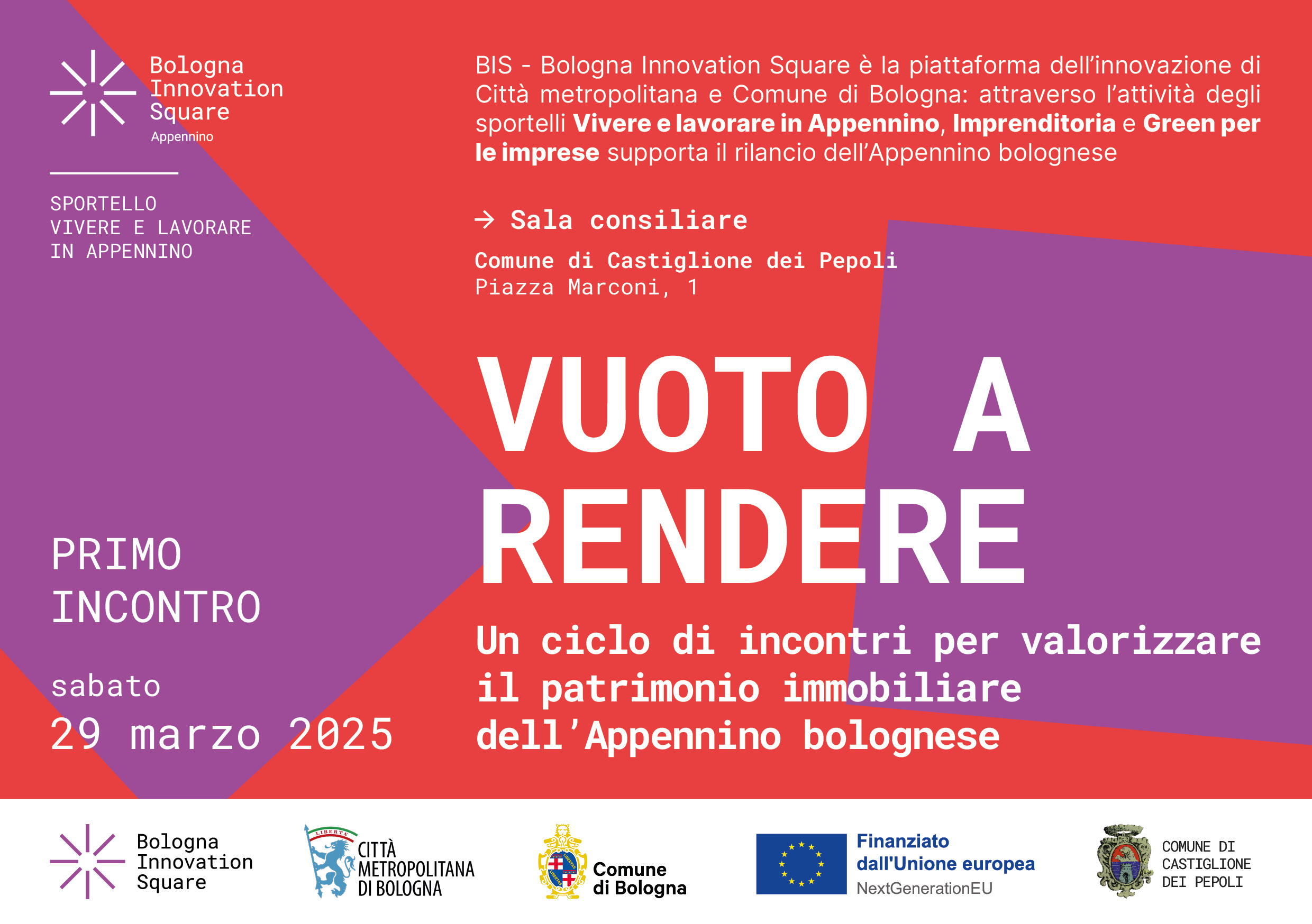Locandina dell'iniziativa con tutte le informazioni: titolo, data, ora, luogo e promotore