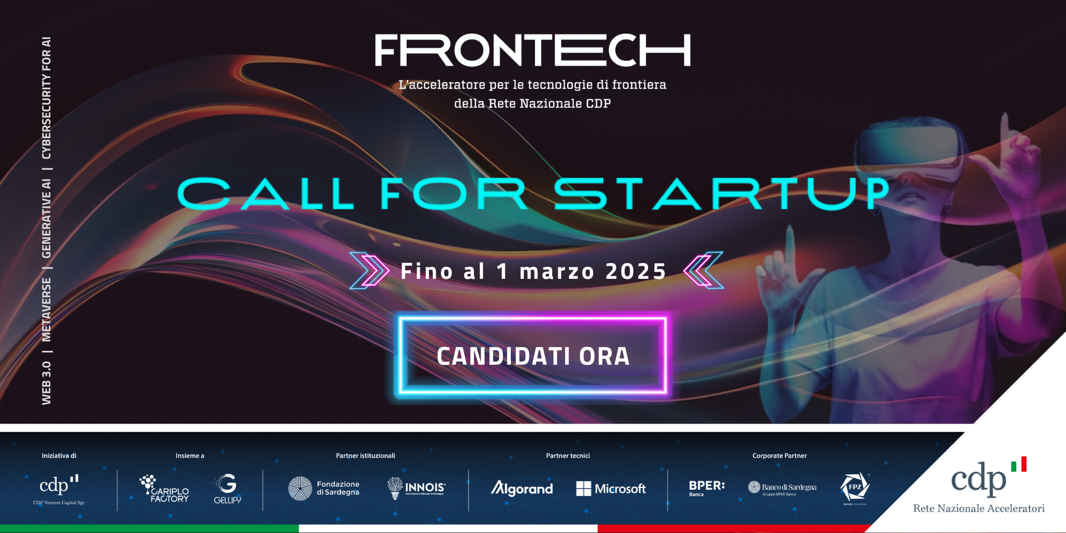 Locandina dell'iniziativa con tutte le informazioni: titolo, promotori, scadenza e settori