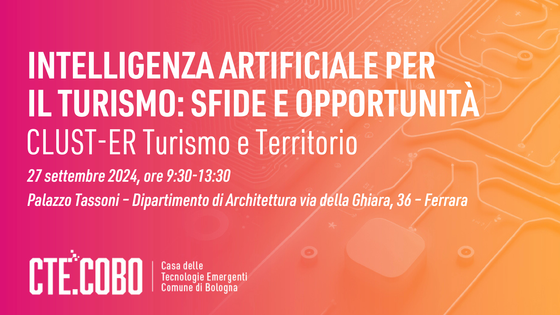 Locandina dell'iniziativa con tutte le informazioni: titolo, data, ora, luogo e promotore